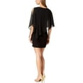 thumbnail image 2 of X BY XSCAPE Womens Black Sheer Beaded Cape Overlay Boat Neck Short Party Sheath Dress 12, 2 of 2