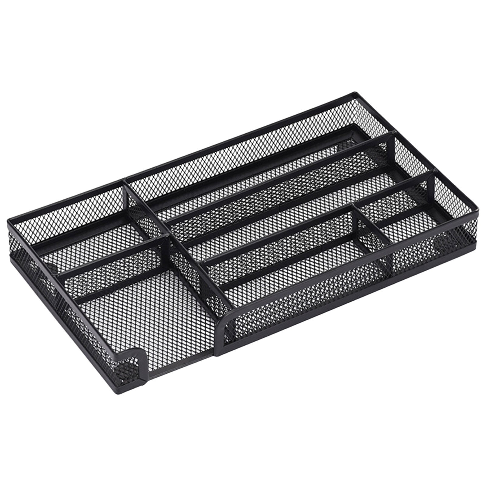 GBAYXJ Desk Drawer Organizer Tray Metal Mesh Drawer Divider Organizer With 6 Compartments Black Mesh Pencil Organization And Accessories For Stationery Makeup Kitchen|Metal
