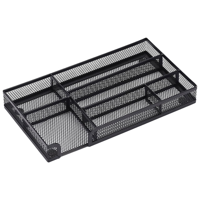 Large Expandable Desk Drawer Organizer Tray for Office Supplies and Accessories With 6 Storage Compartments,Office Drawer Organizers for Pencil,Pen and Kitchen Junk Drawer Organizer