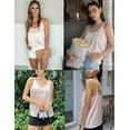 thumbnail image 5 of Oudiya Womens Silk Satin Camisole Tank Tops V Neck Spaghetti Strap Blouses Cross Back Sleeveless Cami Shirt, 5 of 7
