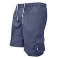 thumbnail image 4 of SGMVNU Men's Beach Board Shorts Cargo Shorts Soft Swim Trunks Elastic Waist Bathing Suit with Pockets, Navy, Size 2XL, 4 of 4