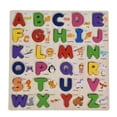 thumbnail image 1 of Rompecabezas del alfabeto de madera con patrón de dibujos animados coloridos, rompecabezas de números del alfabeto preescolar para niños pequeños, nuevo tablero con letras mayúsculas, 1 of 5