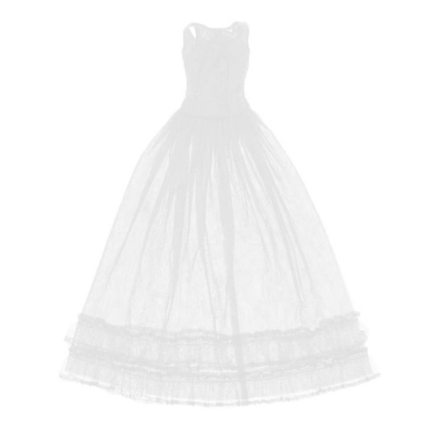 Vestido de noche formal de baile para muñecas, de tul y encaje, largo, para muñecas SD DOD de 1/3. Blanco