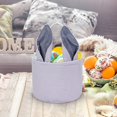 thumbnail image 5 of Striped Bunny Ear Easter Basket, 9x7.5in Personalizable Fabric Tote for Egg Hunts, Gifts & Holiday Decor, 5 of 5