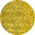 thumbnail image 1 of Ahgly Company Machine Washable Indoor Round Abstract Yellow Modern Area Rugs, 6' Round, 1 of 4