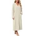 thumbnail image 5 of Jopfuhed Womens V-Neck Fleece Robes Fluffy Plush Bathrobe Long Housecoat with Pockets Winter Warm Cozy Loungewear Sleepwear, 5 of 7