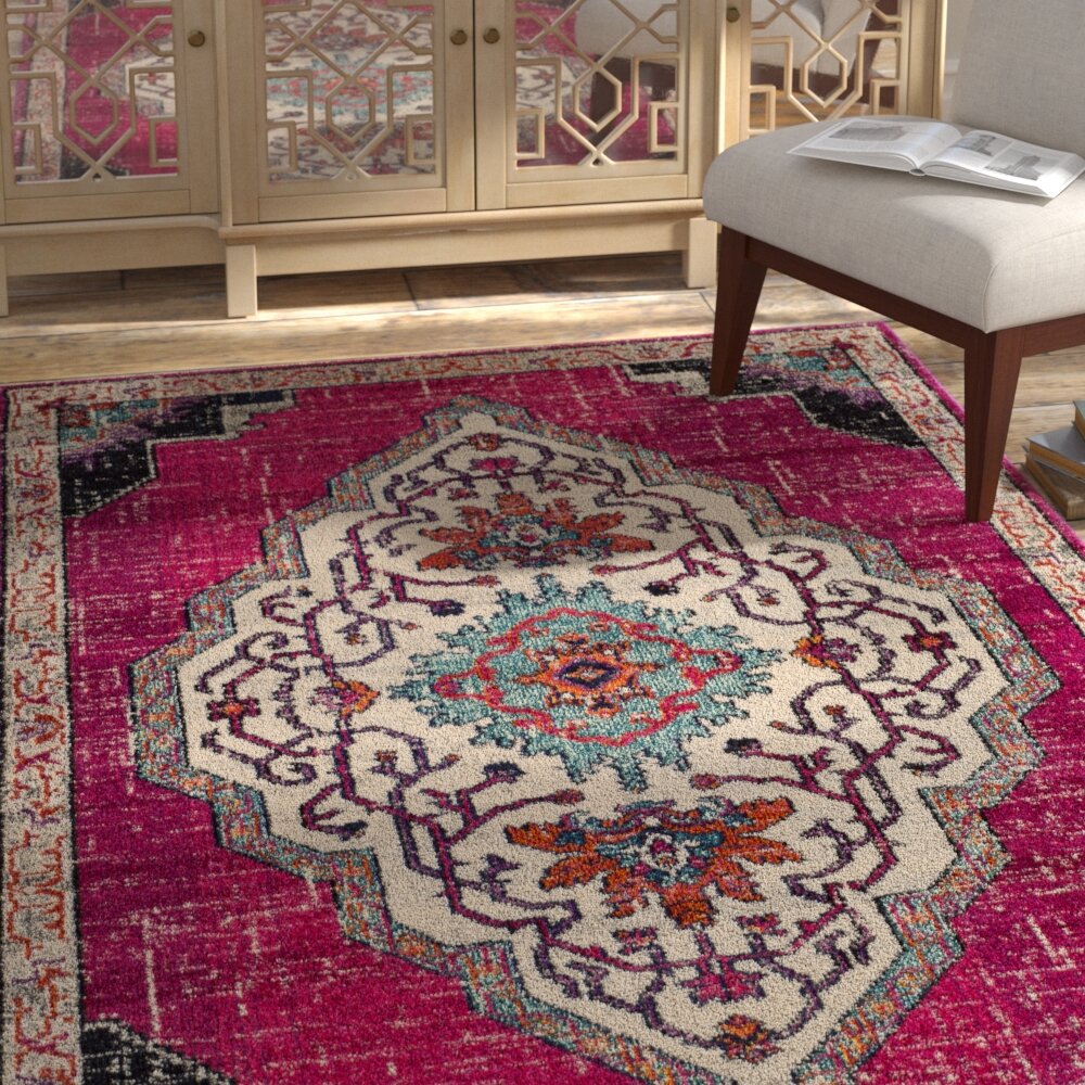 Ezekiel Oriental Pink Area Rug, Purposeful Distressing Type Worn/Fade