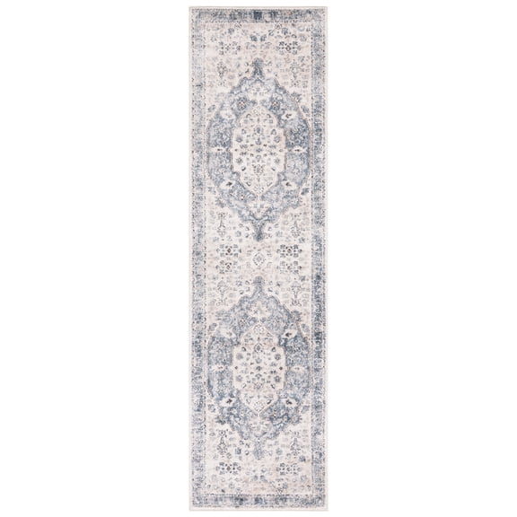 SAFAVIEH Oregon Elizabeth Floral Bordered Runner Rug, Beige/Grey, 2'2" x 12'