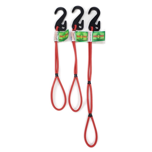 Hook & Cord Hook & Hang Bungee Cord Organizer 3 Pack, Red