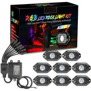RGB Rock Light Kits, OFFROADTOWN RGB LED Rock Lights with 8 pods Lights Neon Trail Rig Lights Underglow UTV ATV SUV Off