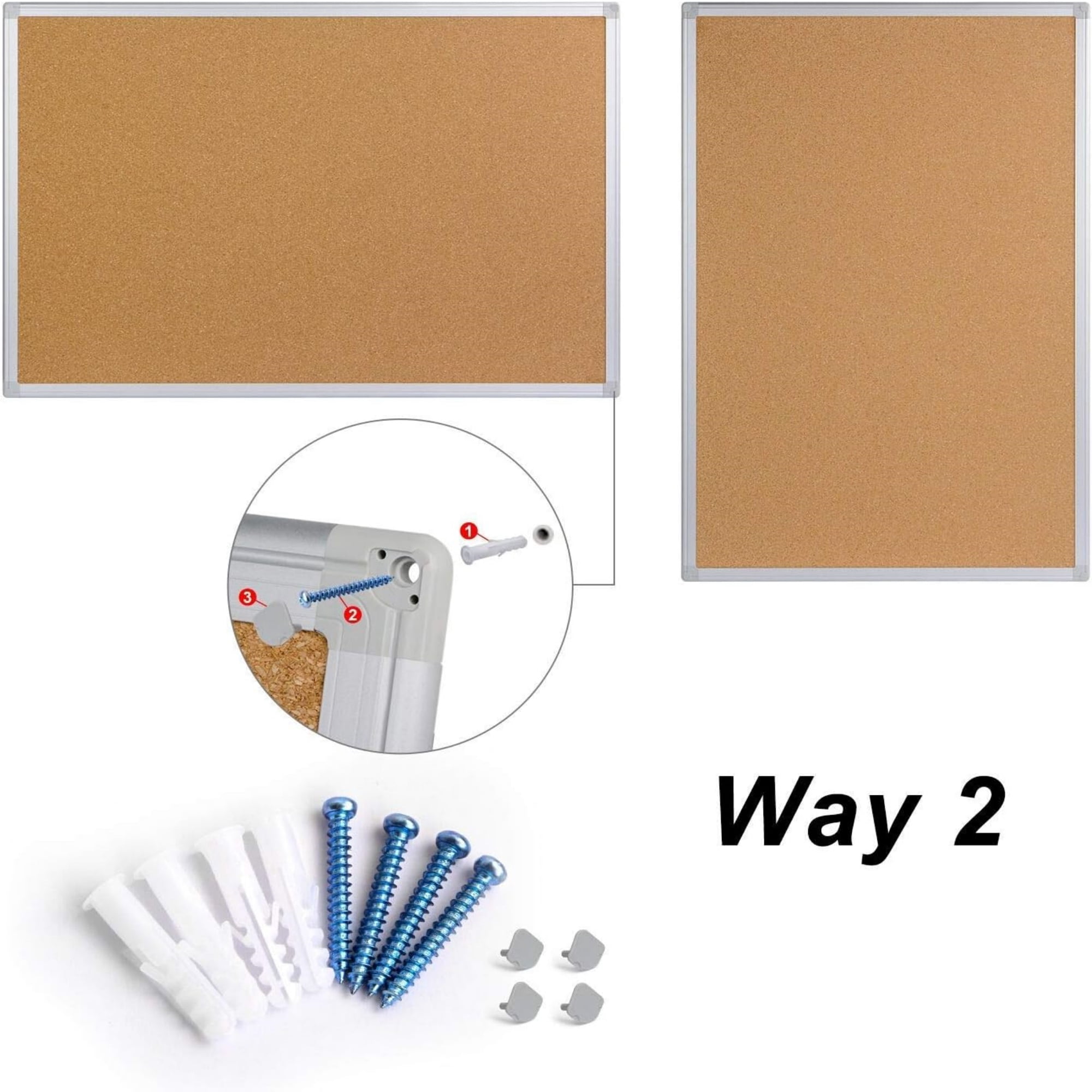 48" x 36" Cork Bulletin Board Aluminum Frame with 15 Pushpins, Wall and Office Decor for School, Home & Office,Silver