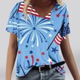 thumbnail image 2 of Tops Cortos para las Mujeres Día de la Independencia Patriótica Impreso Cuello en V, Camiseta Casual de Manga Corta para Diario, Hogar Y Cómodo, 2 of 4