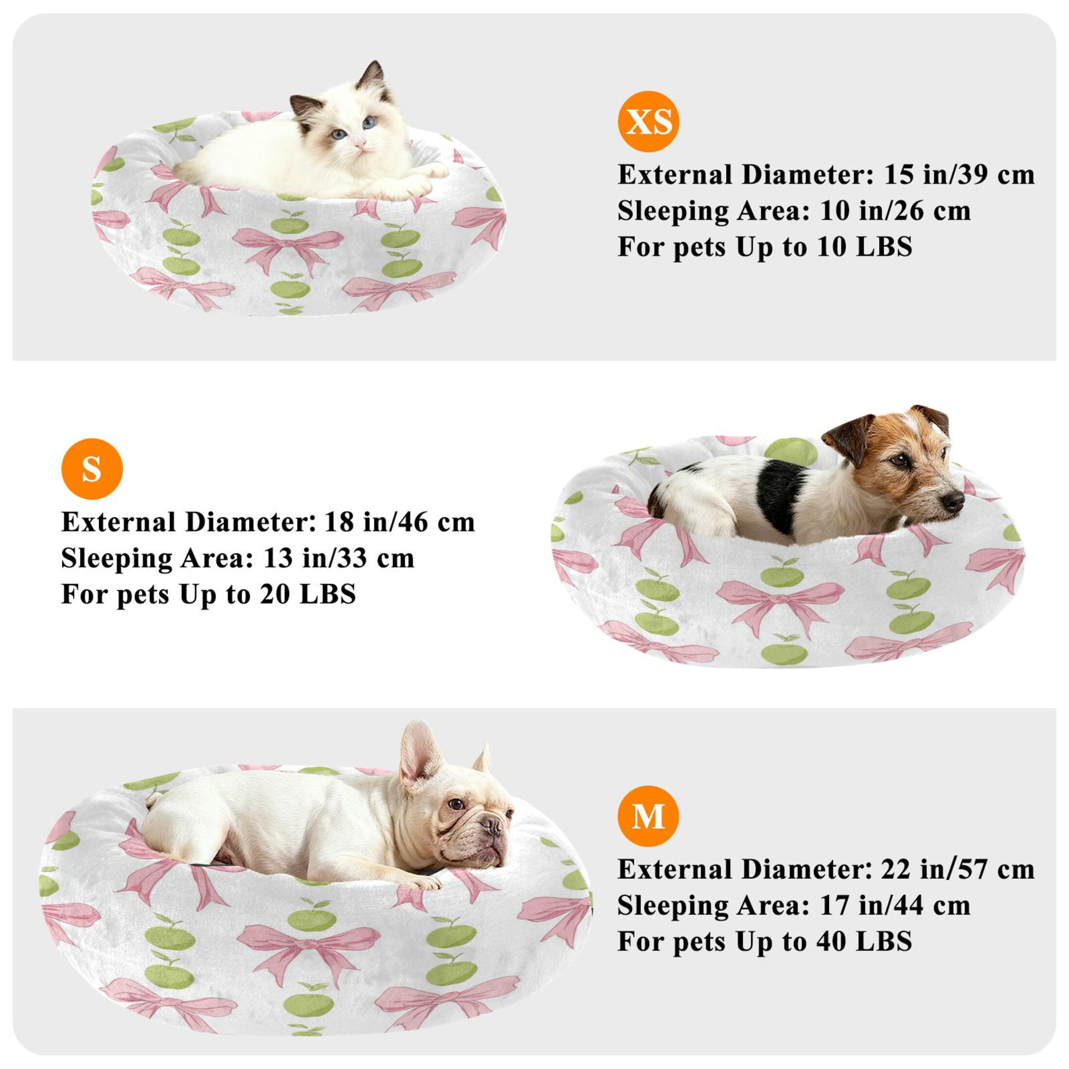 Iauyy Pet Couch Donut Cat Bed for Indoor Cats/Small Dogs Washable & Machine with Non-slip Bottom Calming Cat Furniture, Fashionable Patterns (XS)