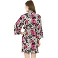 thumbnail image 2 of Bimba Women Short Rayon Robe Floral Print Getting Ready Wrap Bridesmaid Gift- Black, 2 of 5