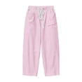 thumbnail image 6 of ClodeEU Women's Striped Drawstring Elastic Waist Capri Pants with Pockets，Casual Cropped Trousers Pink,Womens Plus M, 6 of 6
