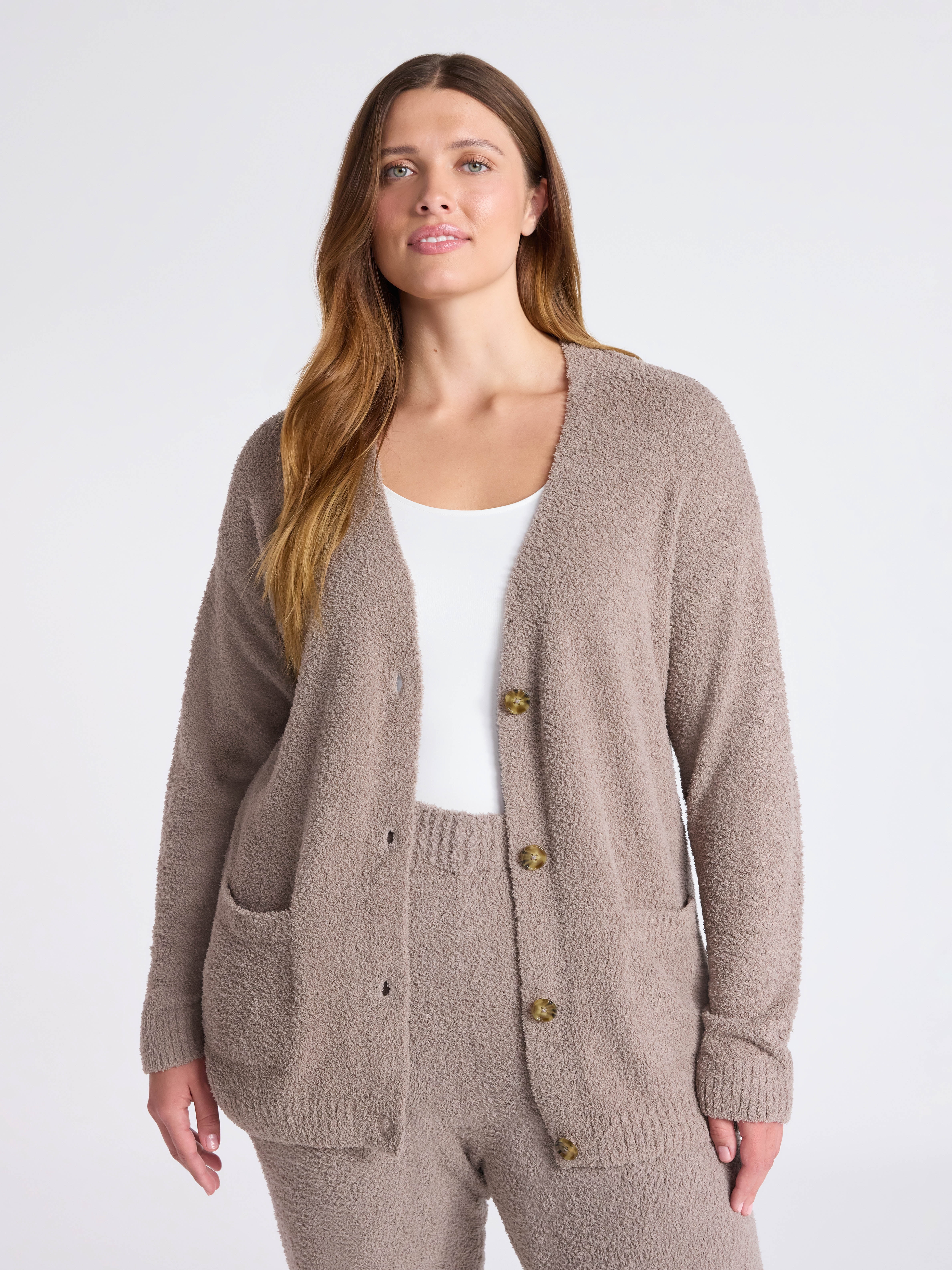 Joyspun Women's Fuzzy Front Pocket Cardigan, Sizes XS-3X