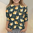 thumbnail image 2 of Grblisyd Girls Shirts Size 10-12 3/4 Sleeve Cute Animal Print T Shirts Kids Crewneck Casual Tops Graphic Tees, 2 of 6
