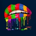 thumbnail image 3 of Wild Bobby, Colorful Painted Lip, Streetwear, Women Graphic Tee, Navy, Small, 3 of 5