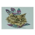 thumbnail image 3 of Cat Cutting Board, Hand Drawn Boho Style Cat Image Ink Sketch Animal with Colorful Feathers Illustration, Decorative Tempered Glass Cutting and Serving Board, Small Size, Multicolor, by Ambesonne, 3 of 5