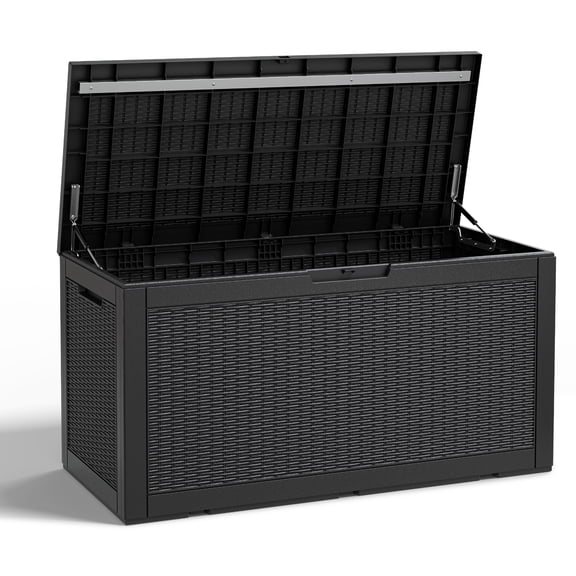 Bifanuo 100 Gallon Lockable Deck Box - Outdoor Patio Storage - Black