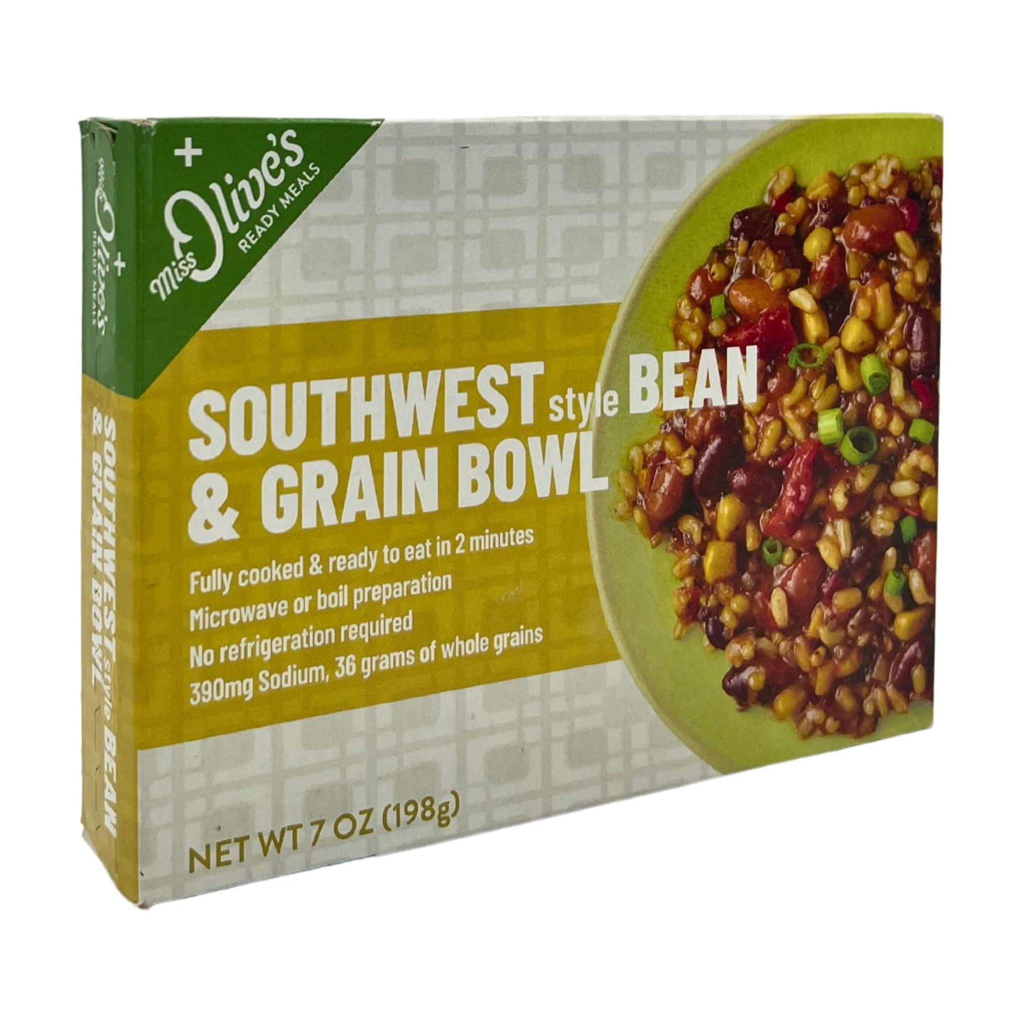 Miss Olives Southwest Style Bean & Grain Bowl Lower Sodium Microwavable Ready Meal Great for Portion Control, 7 ounce (Pack of 12)