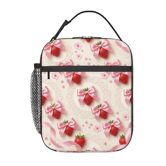 Strawberry Lunchbox Insulated Lunch Bag Reusable Cooler Lunch Boxes Tote Box Reusable Lunch Bags For Women Adult For Gifts Office Picnic Travel Beach