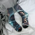 thumbnail image 5 of Disketp Astronaut Helmet Reflections Unisex Crew Socks Lightweight Breathable Ventilation Ankle Socks, Mid-calf socks for Daily, 5 of 6