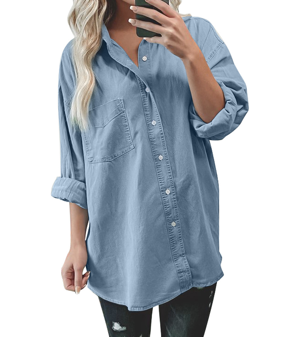 Women's Light Blue Washed Oversized 