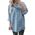 thumbnail image 5 of Women's Light Blue Washed Oversized Denim Shirt, 5 of 5
