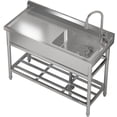 thumbnail image 1 of AKDSteel Stainless Steel Utility Sink – Free Standing Single Bowl with Faucet, Hot & Cold Water Pipes, Ideal for Laundry Room, Garage, Farm, 1 of 7