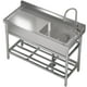thumbnail image 1 of Kojooin Fregadero Utilitario de Acero Inoxidable: Tazón Individual Independiente con Grifo, Tuberías de Agua Fría y Caliente, Ideal para Lavandería, Garaje, Granja, 1 of 7