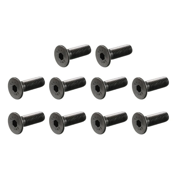 M5 x 16mm Metric Hex Socket Countersunk Flat Head Screw Bolts Black 50Pcs