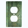 thumbnail image 2 of Metal Light Switch Plate Outlet Cover Image of Wooden Wall Damask Green WOD017, 2 of 13