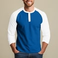thumbnail image 7 of Dwelliawo Henley Fall Shirts for Men Raglan 3/4 Sleeve Jersey Baseball T-Shirts Casual Round Neck Athletic Tee Tops Blue S, 7 of 7