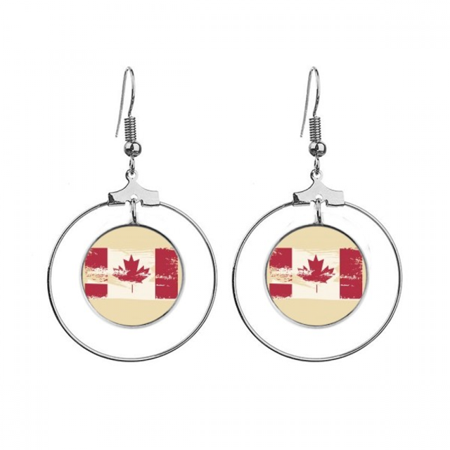 La bandera de la hoja de arce de Canadá y sabor Los pendientes cuelgan del aro de la joyería del círculo de la gota Unbranded M
