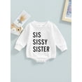 thumbnail image 2 of Seyurigaoka Baby Girls Autumn Casual Romper White Long Sleeve Round Neck Letter Print Playsuit for 0-18M Toddler Kids, 2 of 9