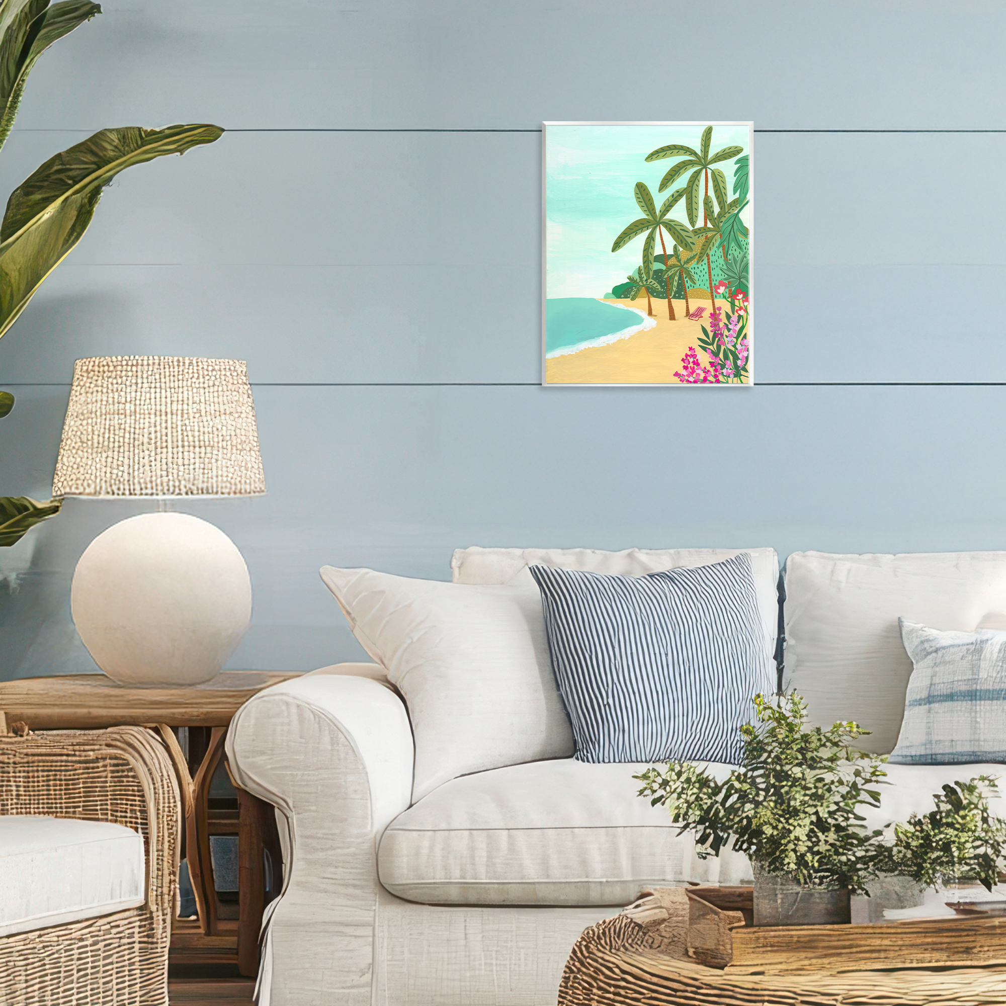 Palm Filled Shoreline Wall Plaque Art, design by Nabeela Rumi