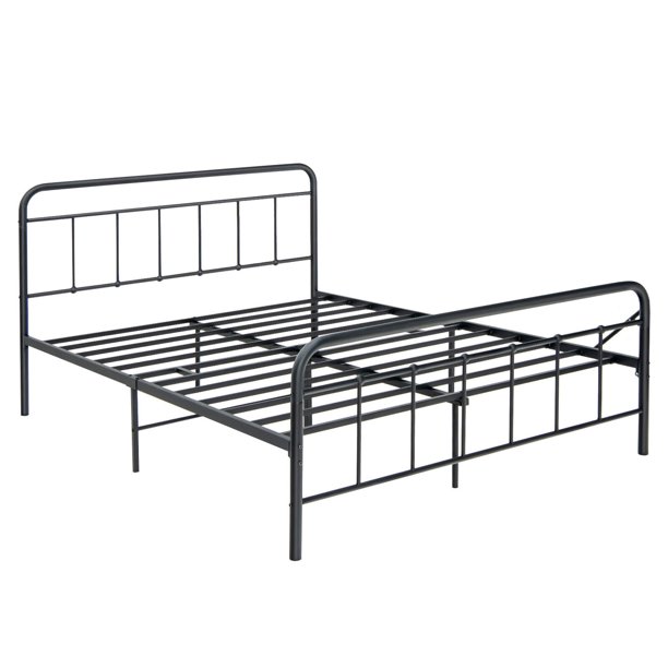 Gymax Queen Size Heavy Duty Metal Bed Frame Headboard Platform Mattress
