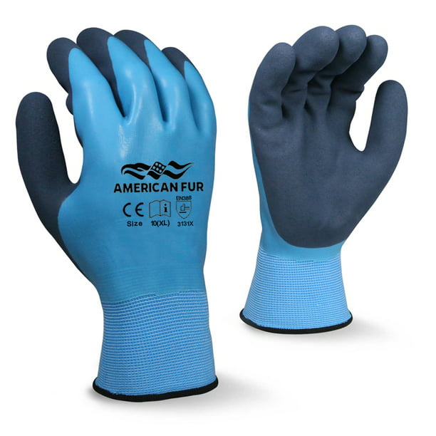 American Fur Fully Coated Double Dip Waterproof Latex Grip Gloves