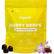 Organifi Happy Drops - Natural Mood Gummies with Saffron, Gotu Kola, Passionflower & Ginger