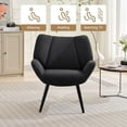 thumbnail image 3 of Studyset Modern Mid Century Accent Armchair, Comfortable Living Room Single Sofa for Bedroom, Corduroy Uphosltered Reading Chair for Office Study, White Accent Chair with Arms Wingback & Metal Legs, 3 of 7