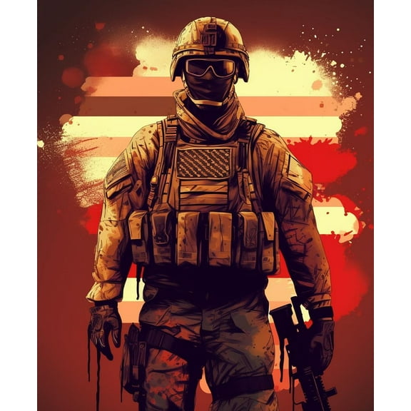 Paint by Numbers Kit for Adults -American soldiercool American soldier (3)- Beginners Acrylic Adult Paint by Number Kits on Canvas Digital Oil Number Painting Kits for Home Decor Gift 16"x20"-