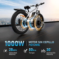 thumbnail image 3 of Bicicleta Eléctrica de Montaña para Adultos AMYET EB26, Motor 1000W, Batería 48V 15Ah, 26 Pulgadas, Blanco, 3 of 9