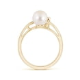 thumbnail image 2 of ANGARA Freshwater Cultured Pearl Wave Shank Ring in 14K Yellow Gold for Women | June Birthstone, Birthday, Anniversary, Jewelry Gift for Women | Pearl Ring, 2 of 8