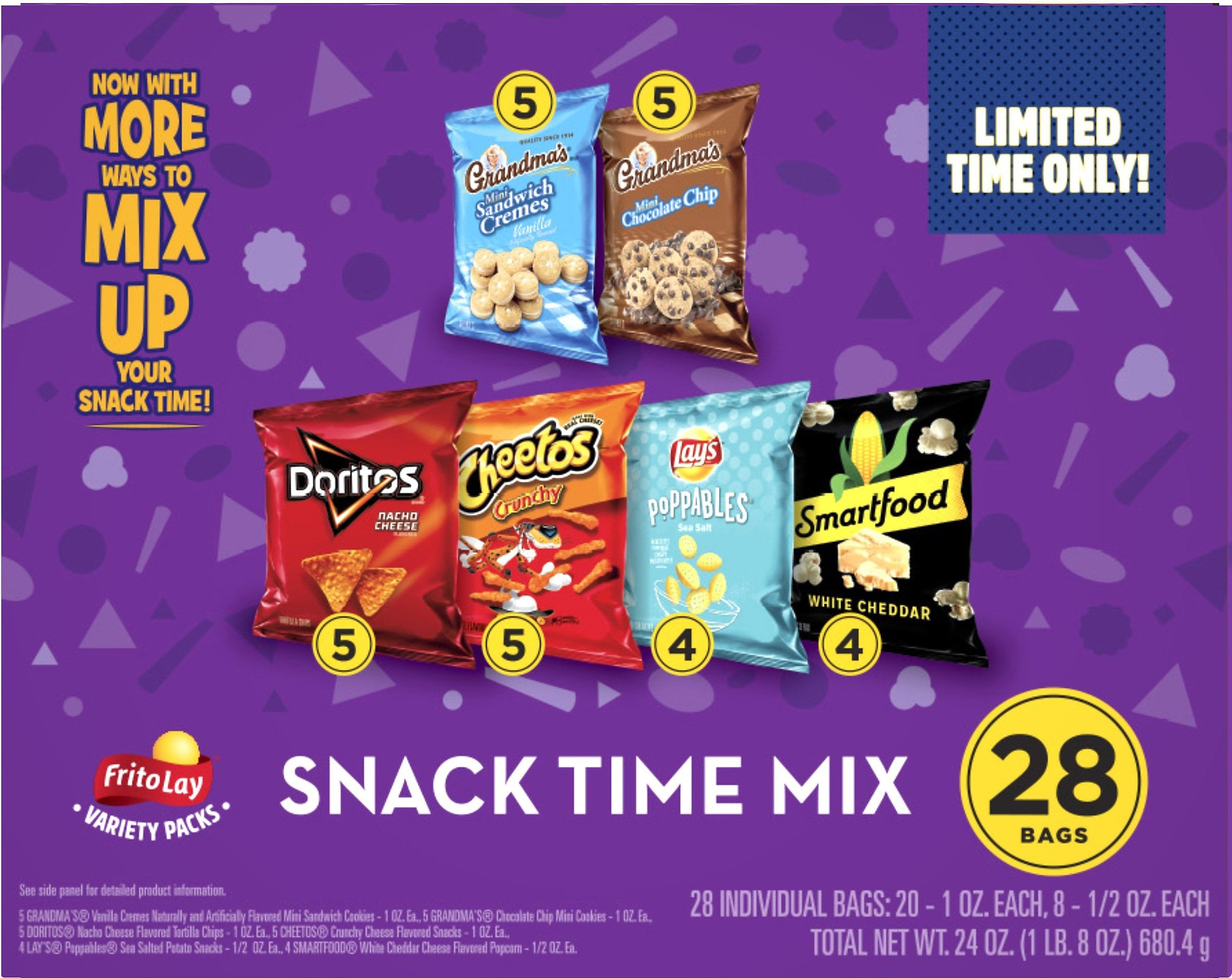 Frito Lay Snack Time Mix Variety Packs, 28 count, 24 oz