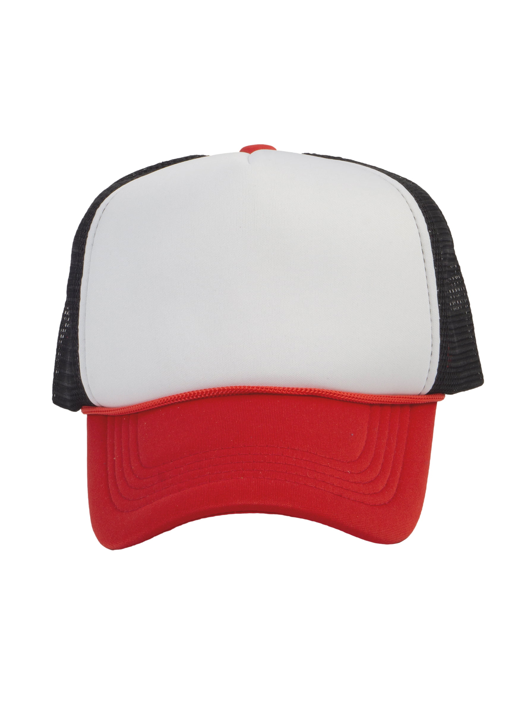 Top Headwear Men's Blank Rope Trucker Foam Mesh Plain Hats, 2PC White/Black  