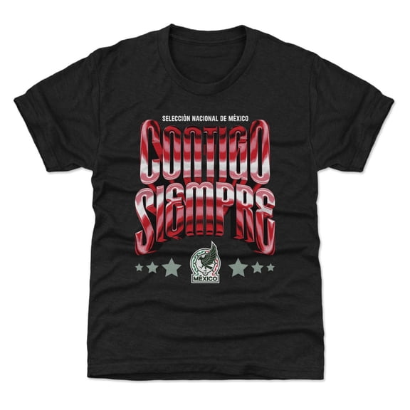 Youth 500 Level Black Mexico National Team Contigo Siempre Vintage T-Shirt