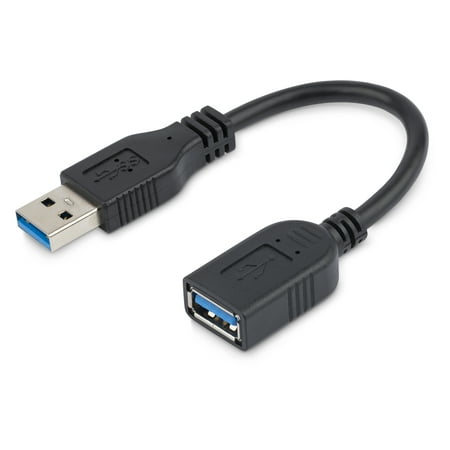 UPC: 0065030855570 | StarTech.com 6in Short USB 3.0 (5Gbps) Extension Adapter Cable (USB-A Male to USB-A Female) – USB 3.2 Gen1 Port Saver Cable – Black