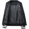thumbnail image 5 of UVEASISHA Baseball Jackets for Men Fashion Varsity Jacket Button Casual Letterman Bomber Jackets Outdoor Sports Running Cycling Jacket Black L, 5 of 10