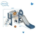 thumbnail image 5 of YUFU 9 in 1 Toddler Slide Climber for Children, Indoor Kids Slide Playset with Corridor, Basketball Hoop, Climber Outdoor Slide Playset for Toddlers Age 1+, Blue Gray, 5 of 12